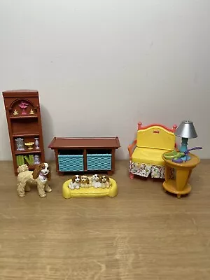 Fisher Price Loving Family Dolls House Living Room Dogs Bookcase Chair • $50