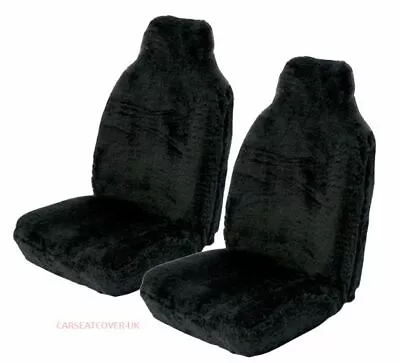 MAZDA 626  - Front Pair Of Luxury Plain Black Faux Fur Furry Car Seat Covers • $65.66