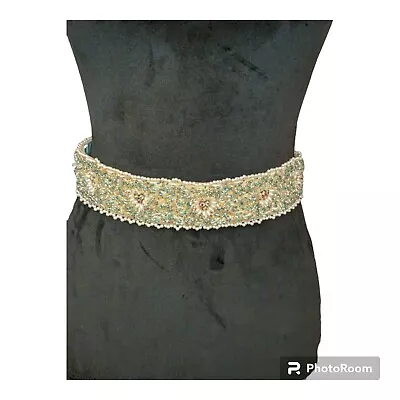 Vintage Beaded Rhinestone Sash Belt Womens Wedding Evening Gown Waist 32-33  • $19.95