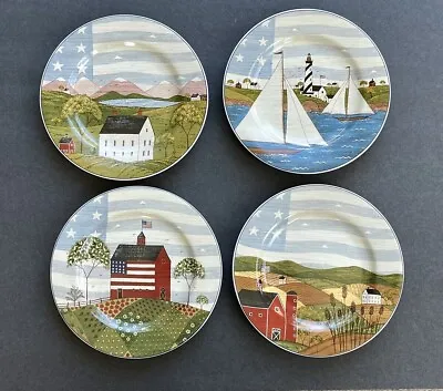 SAKURA America The Beautiful Set Of 4 SALAD PLATES 8 1/8  Warren Kimble • $16.99