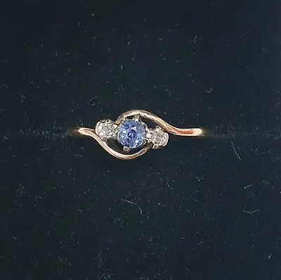 £85 • Buy 9ct 375 & PLAT Three Stone Blue Sapphire Diamond Crossover Ring