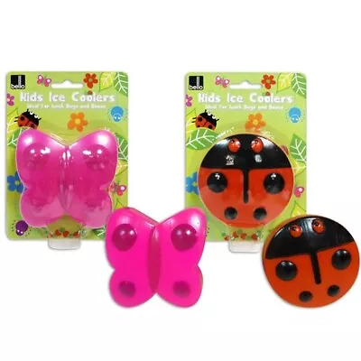 Kids Reusable Ice Cooler Block Pack Butterfly Or Ladybird Lunch Box Picnic Bag • £4.99