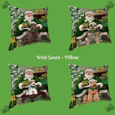 Christmas Irish Santa With Gifts Dogs Cats Photo Throw Decorative Pillow • $53.89