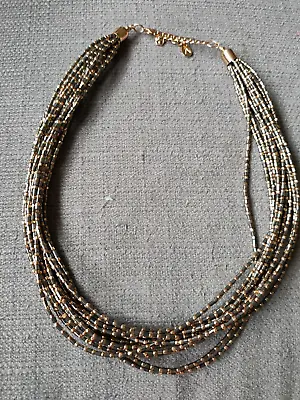 Accessorize Multi Strand Haematite And Gold Colour Bead Choker Necklace BN • £4.99