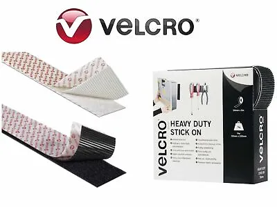 Strong HEAVY DUTY VELCRO® Brand Stick On Adhesive Tape Black/White 50mm X 1M-5M • £2.29