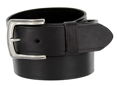Men's Belt Genuine Full Grain Leather Work Belt Uniform Belt 1-1/2  Wide - Black • $24.95