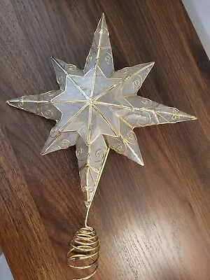 Capiz Shell Star Gold Metal Filigree 8 Point Lighted Tree Topper (No Lights) • $9.99