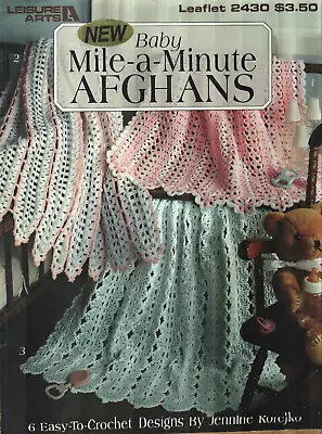 Used Baby Mile-a-minute Afghans 6 Designs Leisure Arts Crochet Pattern Book • $5