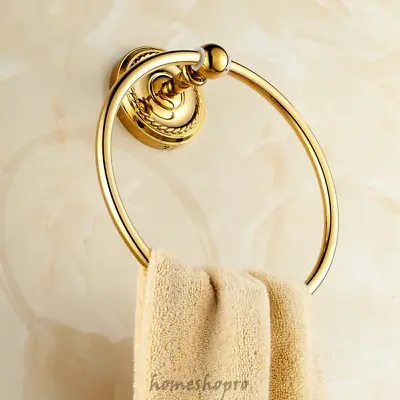 Brass Gold Polished Bathroom Accessory Round Hand Towel Ring Rack Holder Hanger • $43.89