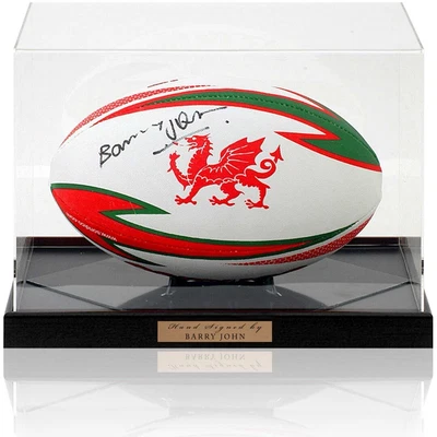 Barry John Welsh Rugby Legend Hand Signed Wales Rugby Ball AFTAL COA • £199