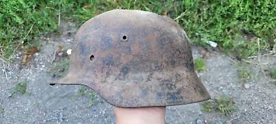 WWII GERMAN SOLDIER HELMET ORIGINAL RARE BATTLE DAMAGE WWII Relic • $134.27