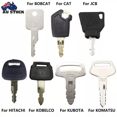 7 Excavator Keys Set For BOBCAT CAT JCB HITACHI KOBELCO KUBOTA KOMATSU • $16.99