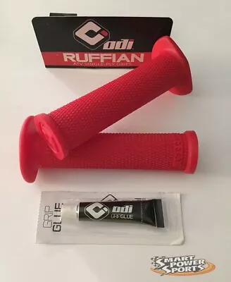 ODI Ruffian ATV Handlebar Grips -RED WITH GLUE-  4-wheeler ATV - MADE IN USA • $19.95