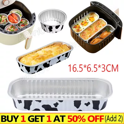 10X Air Fryer Mini Loaf Baking Pan RectangleRound Aluminum Foil Tin Cook Liners • £4.59