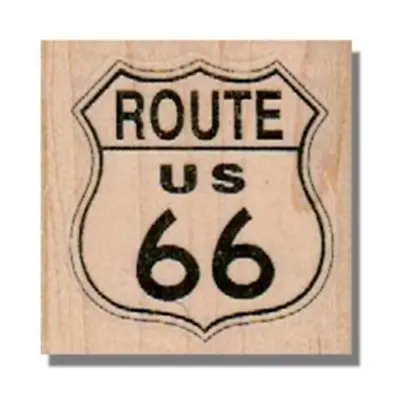 Mounted Rubber Stamp Route 66 Sign Travel Road Sign Car Trip Media Retro • $9.24