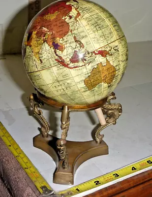 Vtg Small World Globe On Brass Stand ~7  High - Globe Is ~4  Diameter • $26