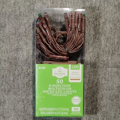 Holiday Time 50 Count 8 Function Battery LED Multicolor Micro Lights Brown Wire • $13.49