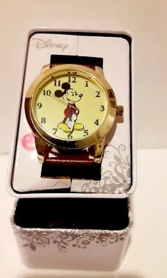 Disney Mickey Mouse Unisex Watch Analog Faux Birthday Gift  Big Face Brown Band • $25.99