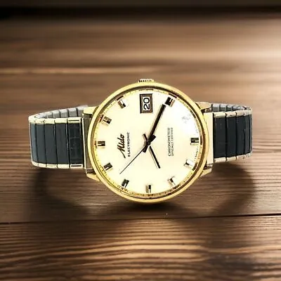 Men's Mido Electronic Chronometer Swiss Gold Plated Watch Not Running 7007 #7822 • $149.99