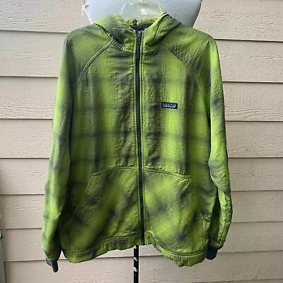 Patagonia Slopestyle Hoody Jacket Hoodie Men Green Plaid Long Sleeve Casual L • $49.99