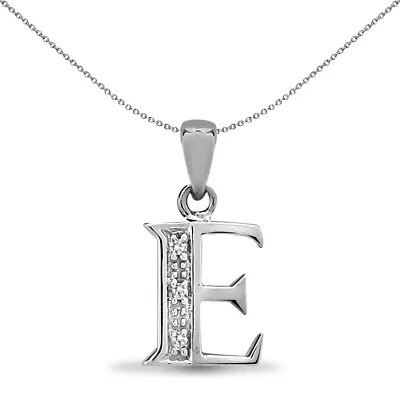 9ct White Gold Mersham Jewels Diamond Identity Initial ID Charm Pendant Letter E • £87.99