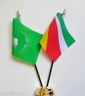 Seychelles & African Union Double Friendship Table Flag Set • £9