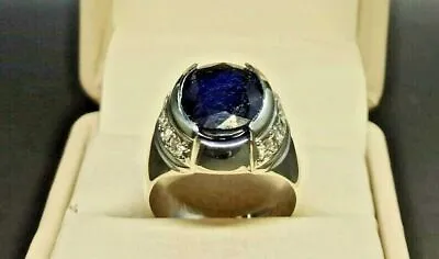 Natural Certified Blue Sapphire Gemstone Ring.925 Sterling Silver Ring For Men • $81.10