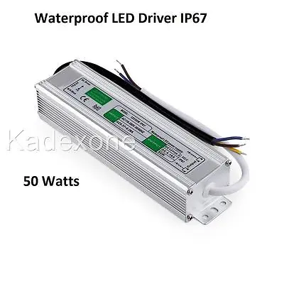 Waterproof LED Driver 50 W  Watt 12 V Volt IP67 Power Supply Transformer Outdoor • £16.50