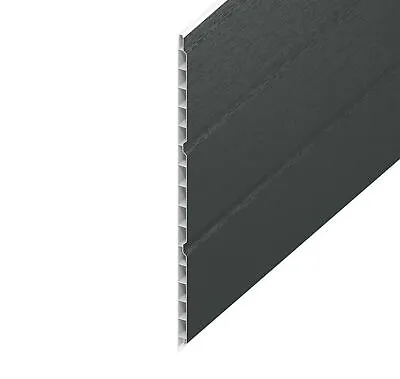 Hollow Soffit Board 300mm UPVC Anthracite Grey Woodgrain 5m Length • £56