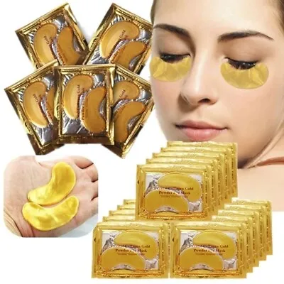 24 Under Eye Gel Pad Pcs Crystal Collagen 24k Gold Face Mask Anti Aging Wrinkle • £5.49