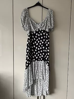 White & Black Spot Myleen Klass Long Dress Size 18 • £15.99