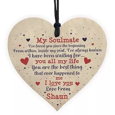 £2.95 • Buy Personalised My Soulmate I Love You Wooden Heart Valentines Day Gift For Him Her