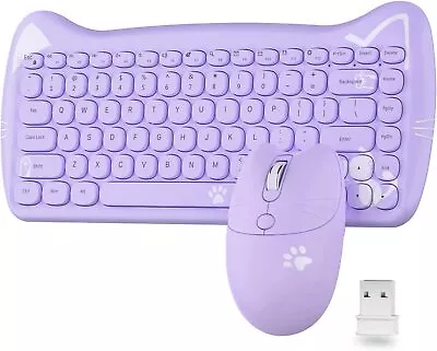 £29.99 • Buy 65% Cute Cat Wireless Keyboard And Mouse Set USB, Retro Typewriter For PC,Mac
