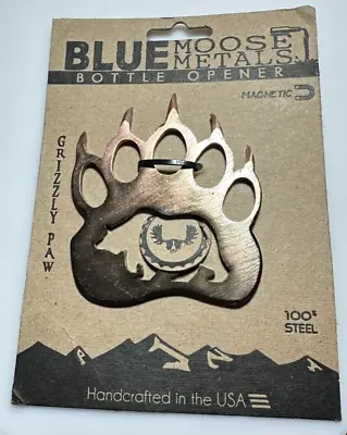 Blue Moose Metals Magnetic Bottle Opener GRIZZLY PAW BRONZE • $20