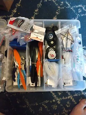 Large Assortment Of R/C Airplane Parts Tires Tools  Wires In Case • $75