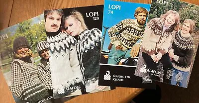 4 Original Lopi Icelandic Wool Knitting Patterns 120 155 67 & 75 Cardigan Jumper • £8