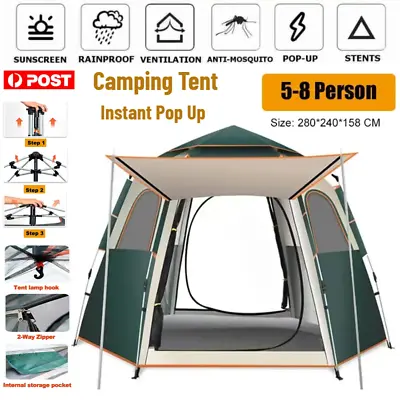 5 Person Instant Pop Up Camping Tent Beach Shelter Sun Shade Hiking Family Tent • $85.95