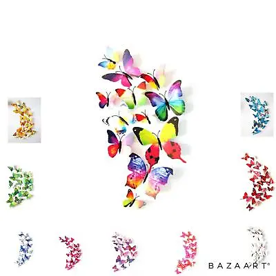 3D Butterfly Wall Stickers Home Decor Room Decoration Sticker Bedroom 12Pcs • £2.99