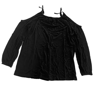 Mimi Blouse Womens Medium Maternity Black Cold Shoulder Long Sleeve Blouse Rayon • $14.99