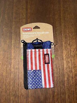 $10.79 • Buy Chums American Flag Surfshorts ID Wallet Water Resistant ID Window Keychain
