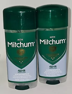 LOT OF 2 Mitchum Men Power Gel Anti-Perspirant Deodorant Unscented 48 Hour 3.4oz • $15.99