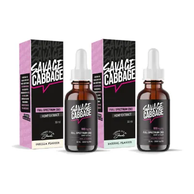 Full Spectrum CBD Oil Savage Cabbage Premium 25-100mg Hemp Oil Drops - 30ml • £29.99