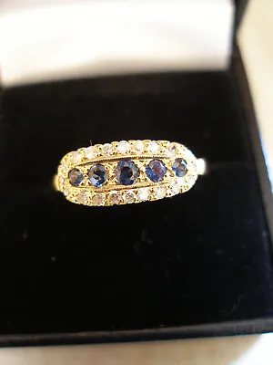 18ct Yellow Gold Sapphire & Diamond Eternity Dress Ring Brand New In Box Uk Made • £650
