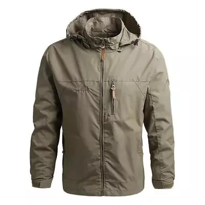 Men's Water Resistant Zip Up Hooded Windbreaker Hiking Tactical Jacket Coats • $20.99