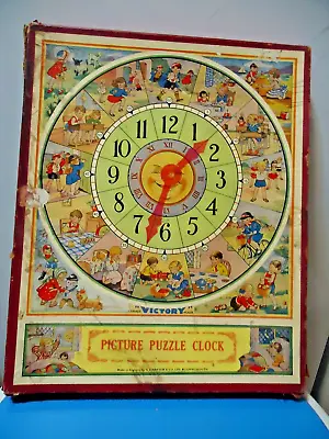 VTG  Victory  Picture Puzzle Clock In Box Made In Englandlearning Toyless 1 Pc • $5