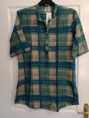 £5 • Buy Men's JOGAL Green African Dashiki Print Henley Shirt Size M