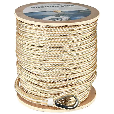 3/8  600FT Double Braid Nylon Anchor Dock Line W/Stainless Thimble Marine Boat • $149.99