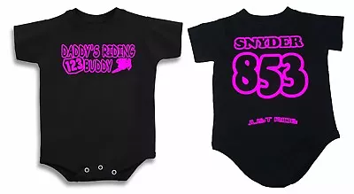 Daddy's Riding Buddy Shirt Baby Infant Creeper Number Plate Supercross Motocross • $26.99