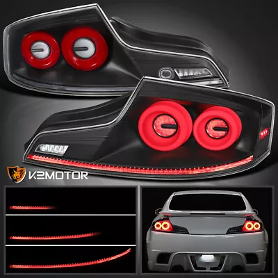 Black Fits 2003-2007 Infiniti G35 Coupe LED Tail Lights Sequential Signal Lamps • $324.38