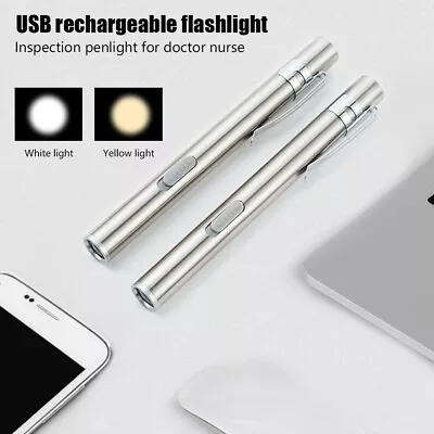 £3.94 • Buy USB Rechargeable Medical Pen Light Mini Flashlight LED Torch Lamp With Clip 85C